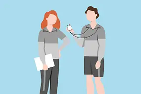 Zwei Trainer mit Stoppuhr 