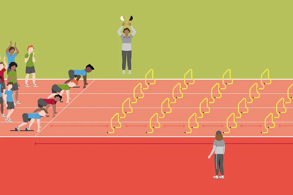 grafische Darstellung eine Hürdenlauf-Wettbewerbes